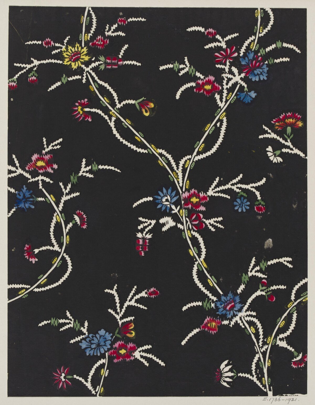 Black Background Floral Textile Pattern