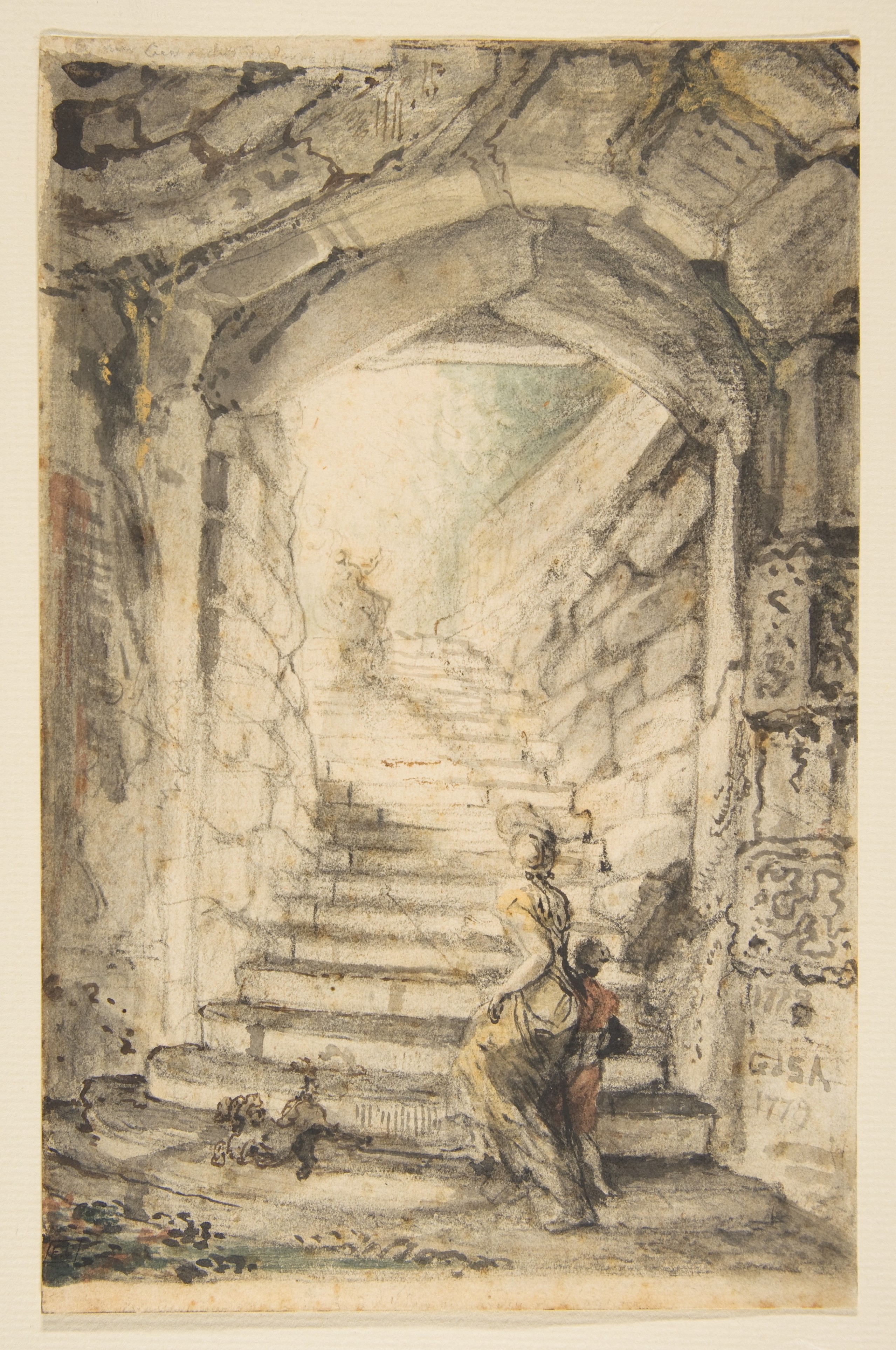 Watercolor Sketch of Stone Staircase