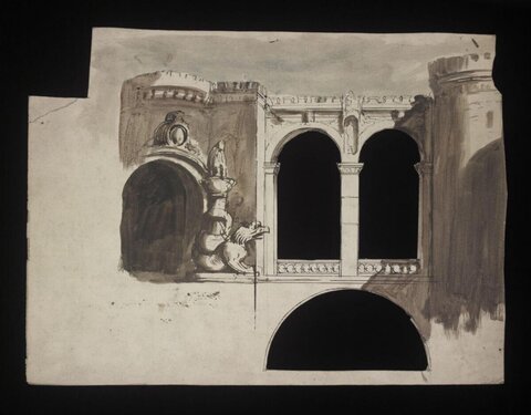 Ink Sketch of Old Architectural Facade