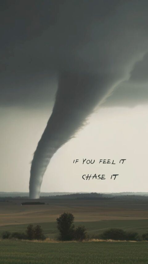 Tornado Over Plains With Motivational Quote