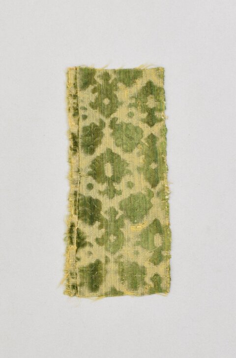 Antique Green Patterned Fabric Fragment