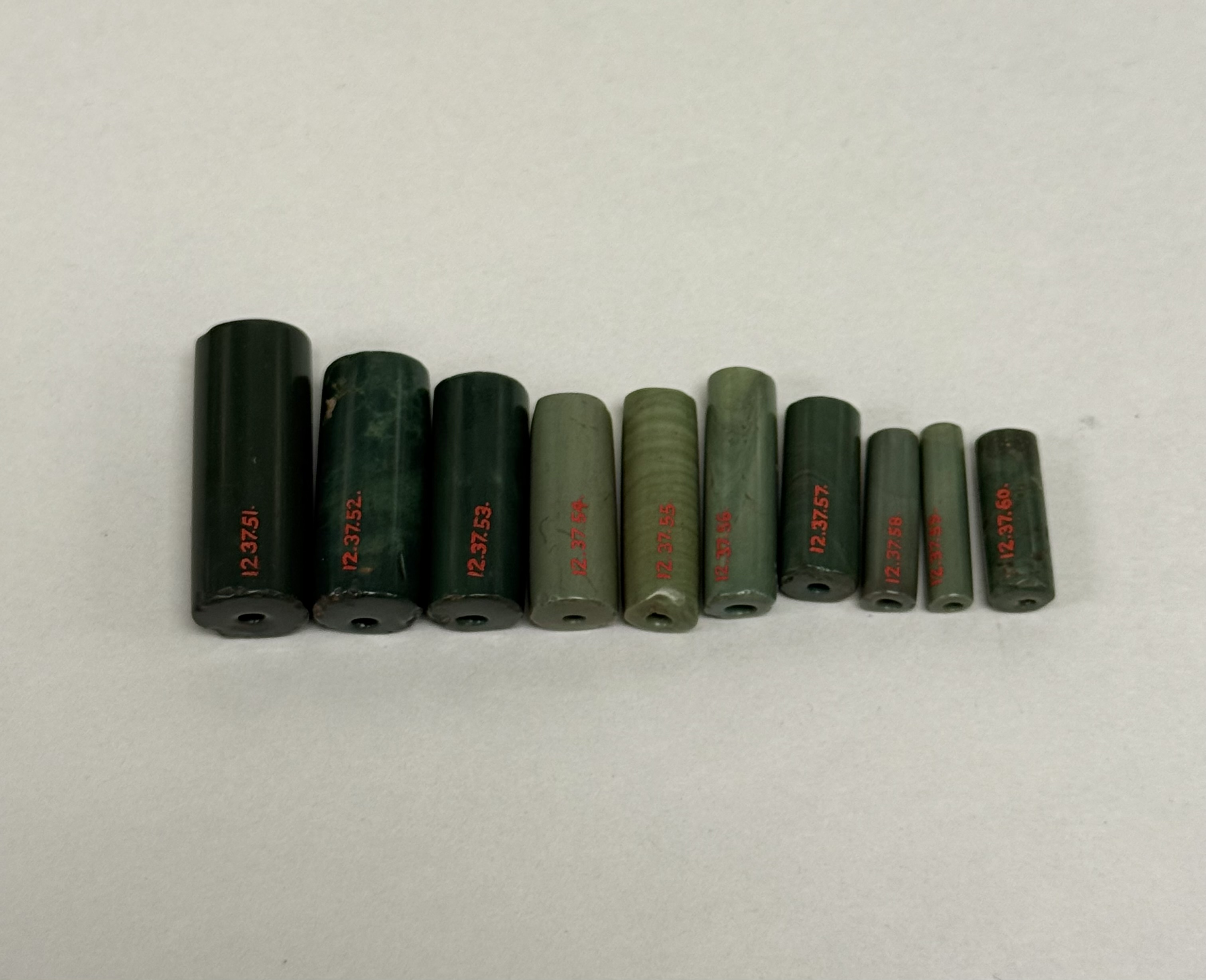 Size Graded Green Cylindrical Stone Beads