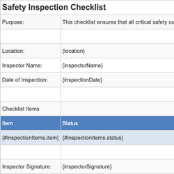 Safety Inspection Checklist