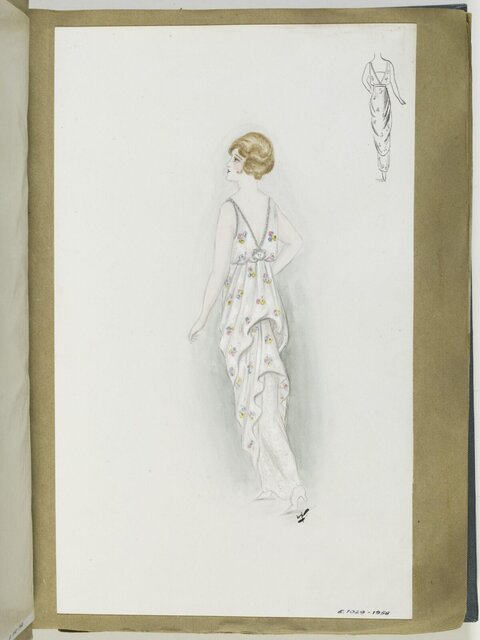 Vintage Evening Dress Fashion Sketch