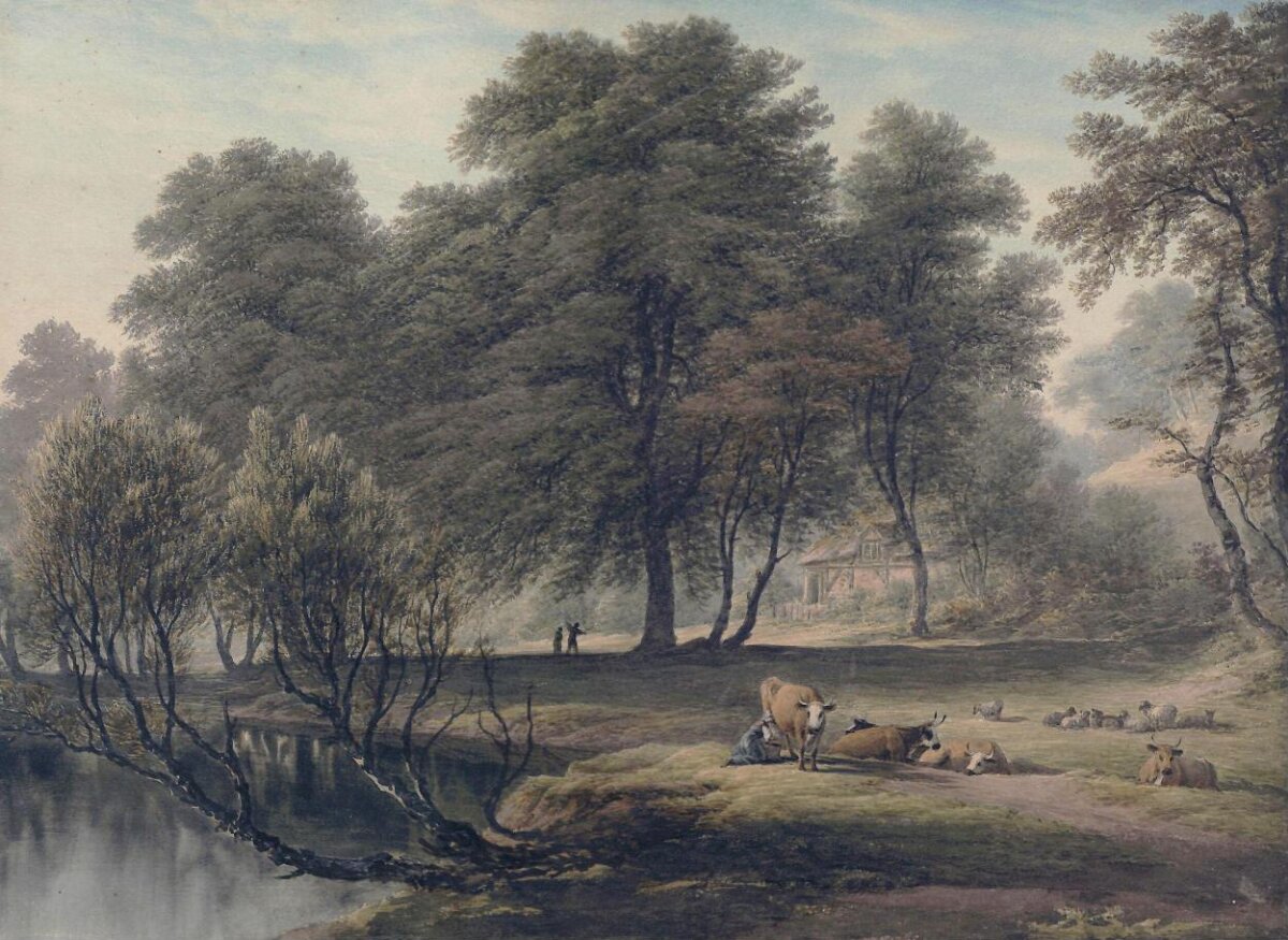 Riverside Pastoral Landscape with Cattle