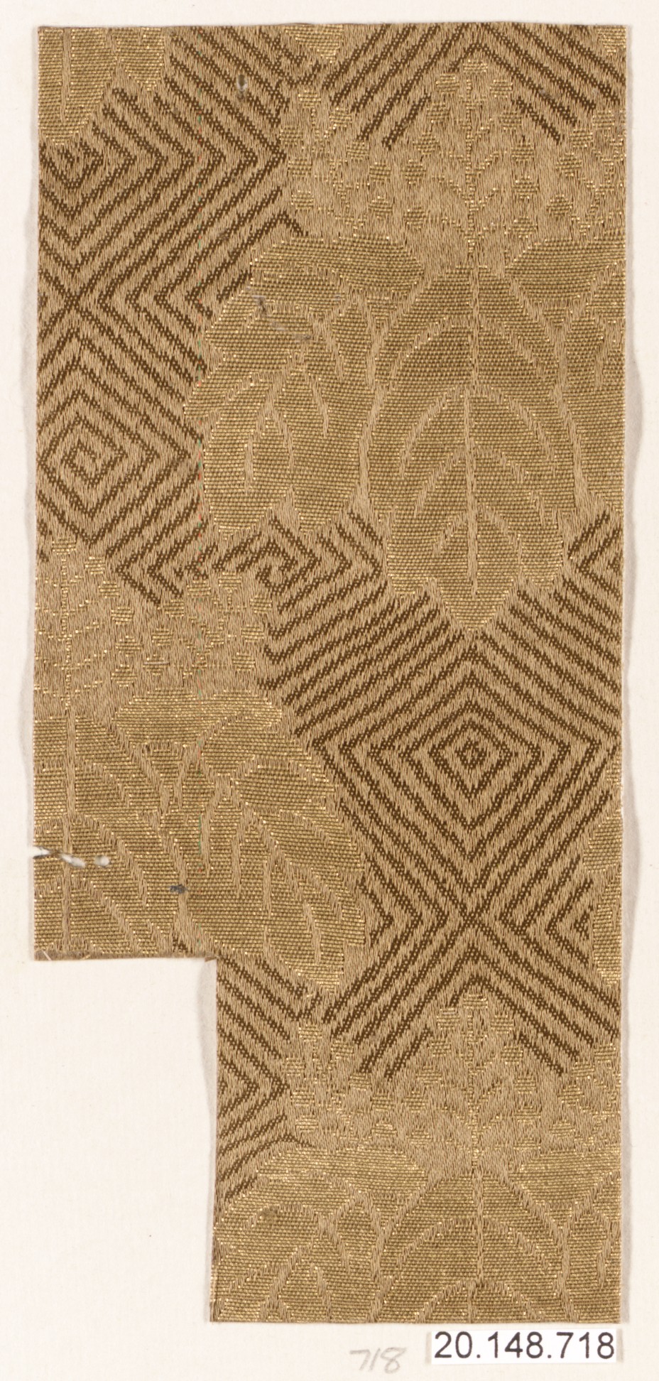 Golden Geometric Woven Fabric Fragment