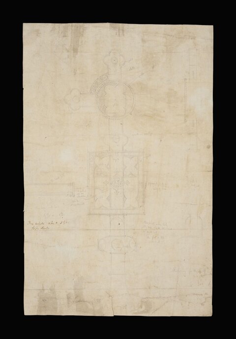 Antique Hand Drawn Architectural Cross Drawing