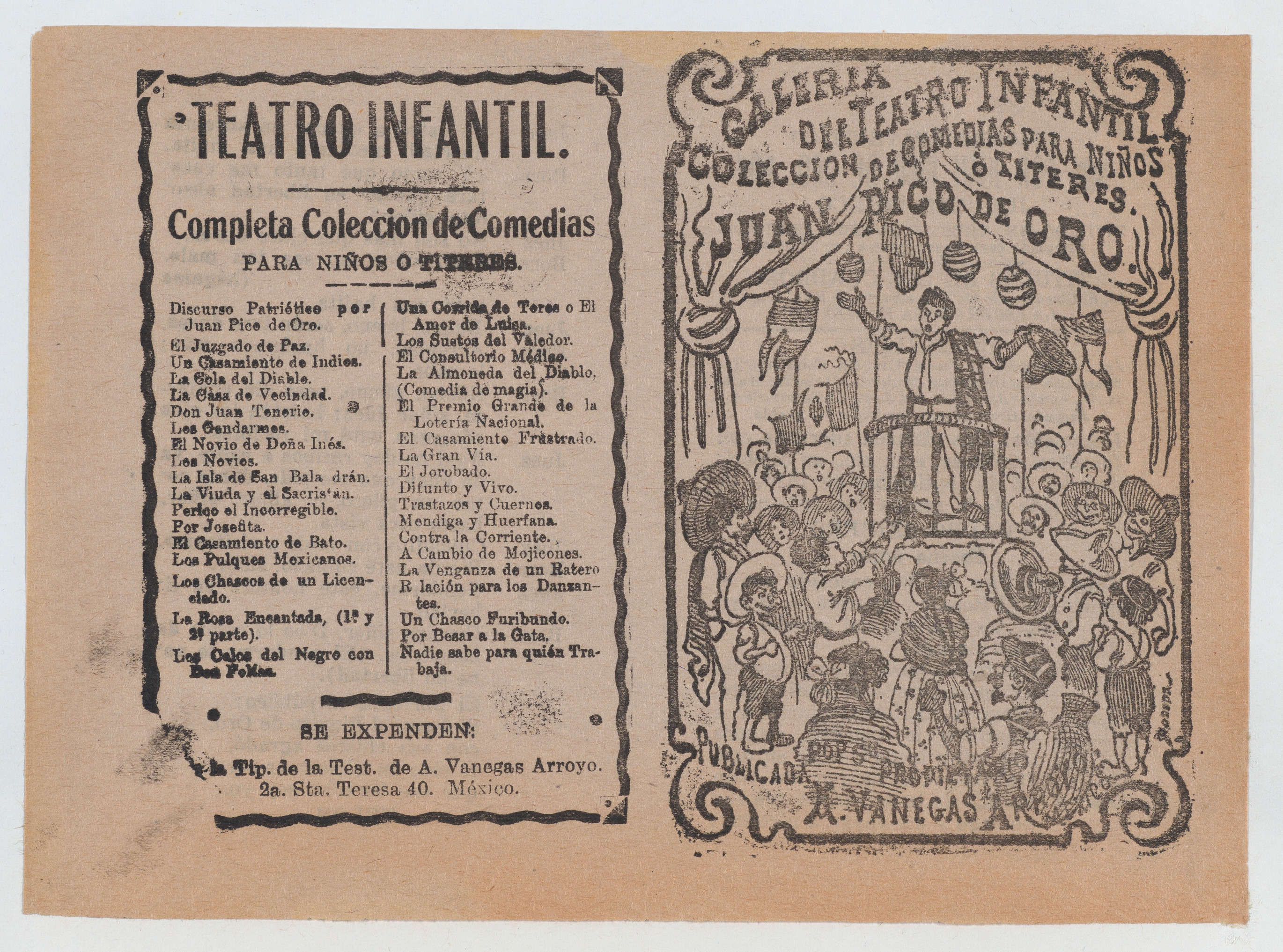 Antique Mexican Children's Theater Broadside
