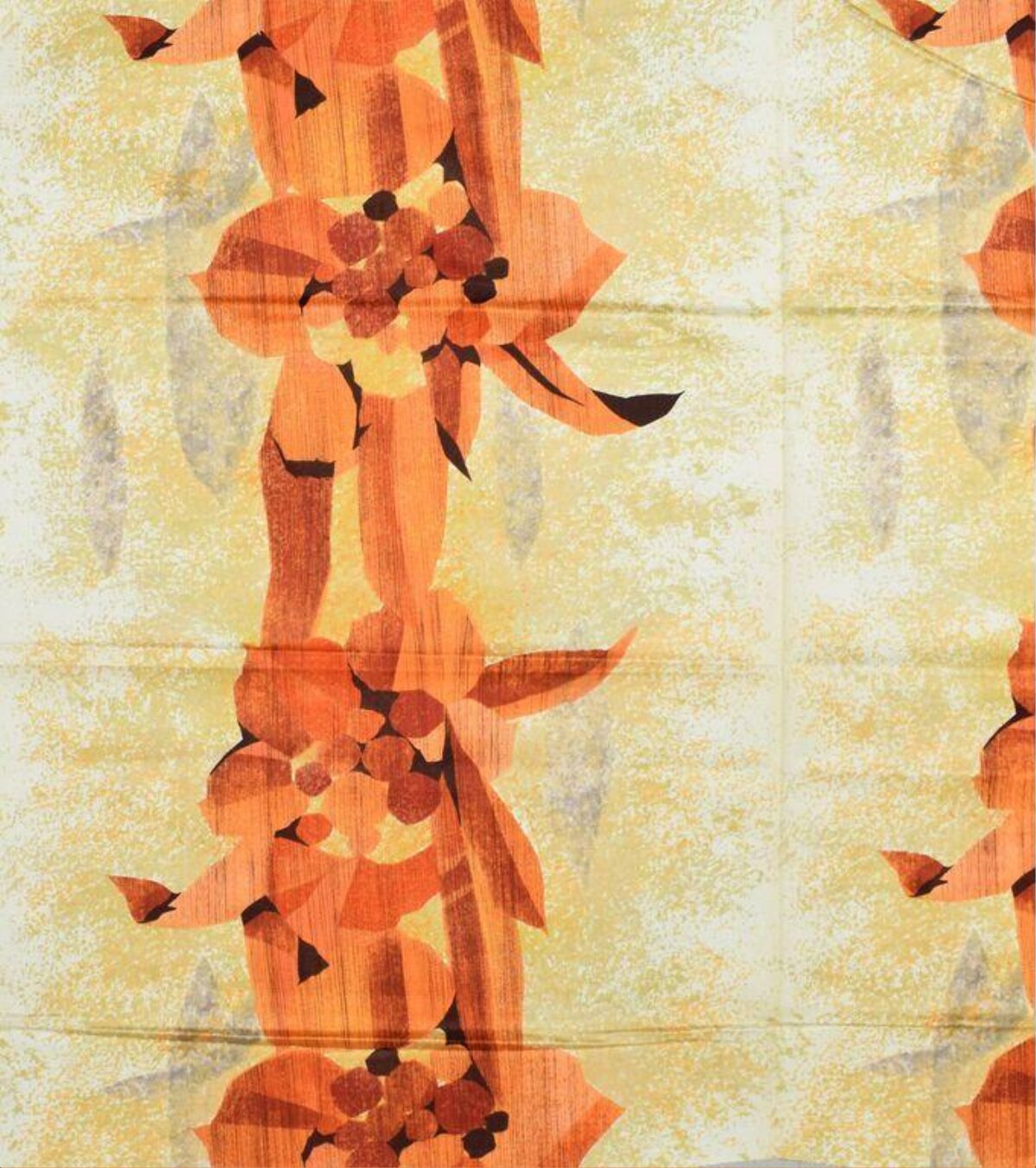 Orange Geometric Floral Fabric Pattern