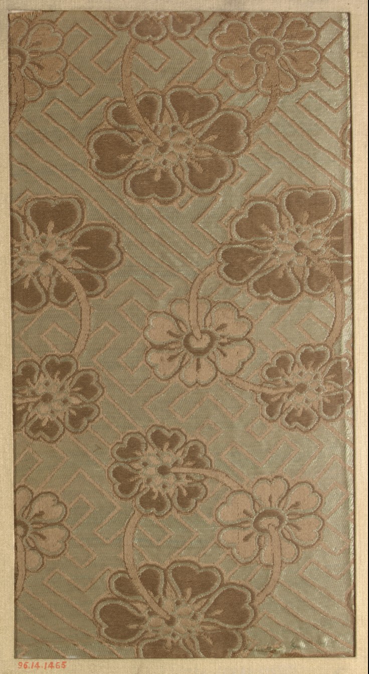 Antique Floral Woven Textile Fragment