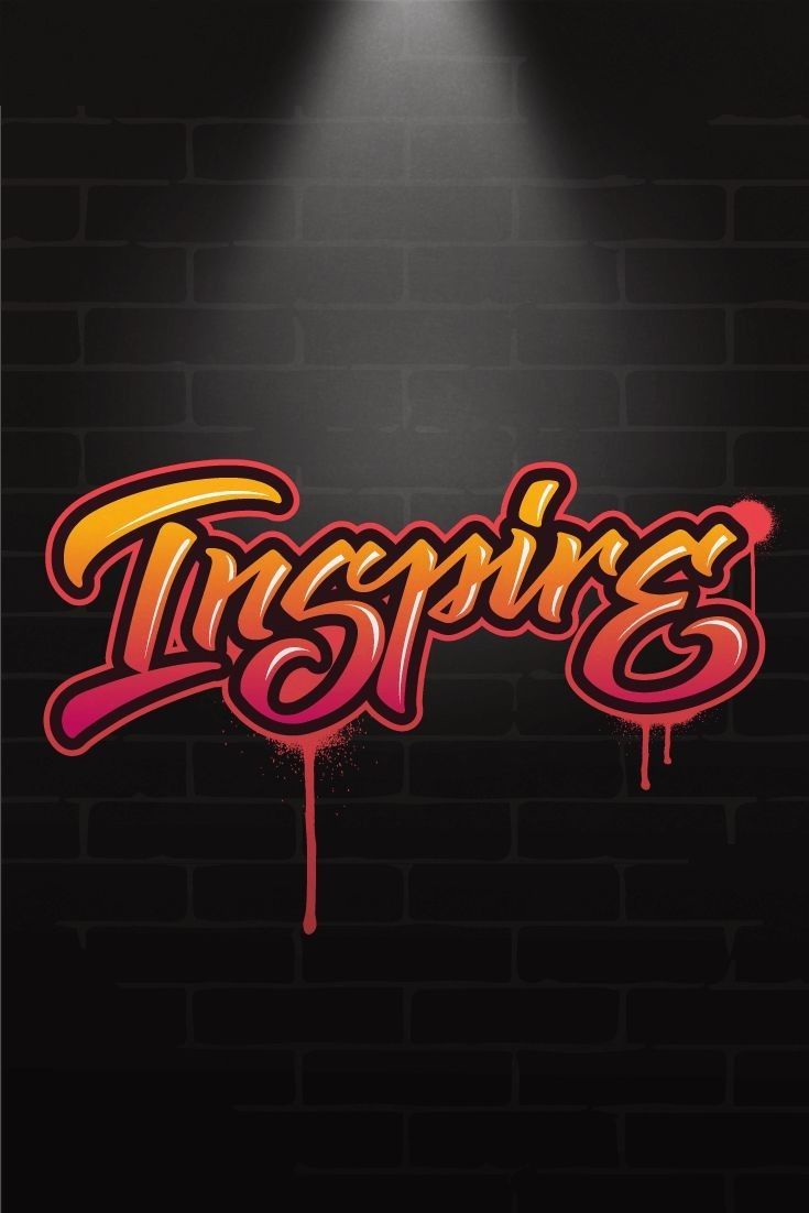 Inspires Graffiti on Black Brick Wall