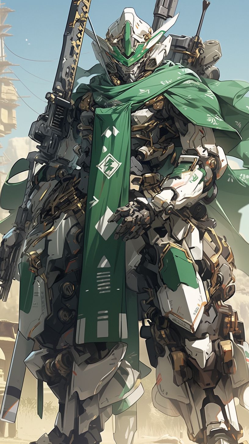 Green Cloaked Samurai Mech