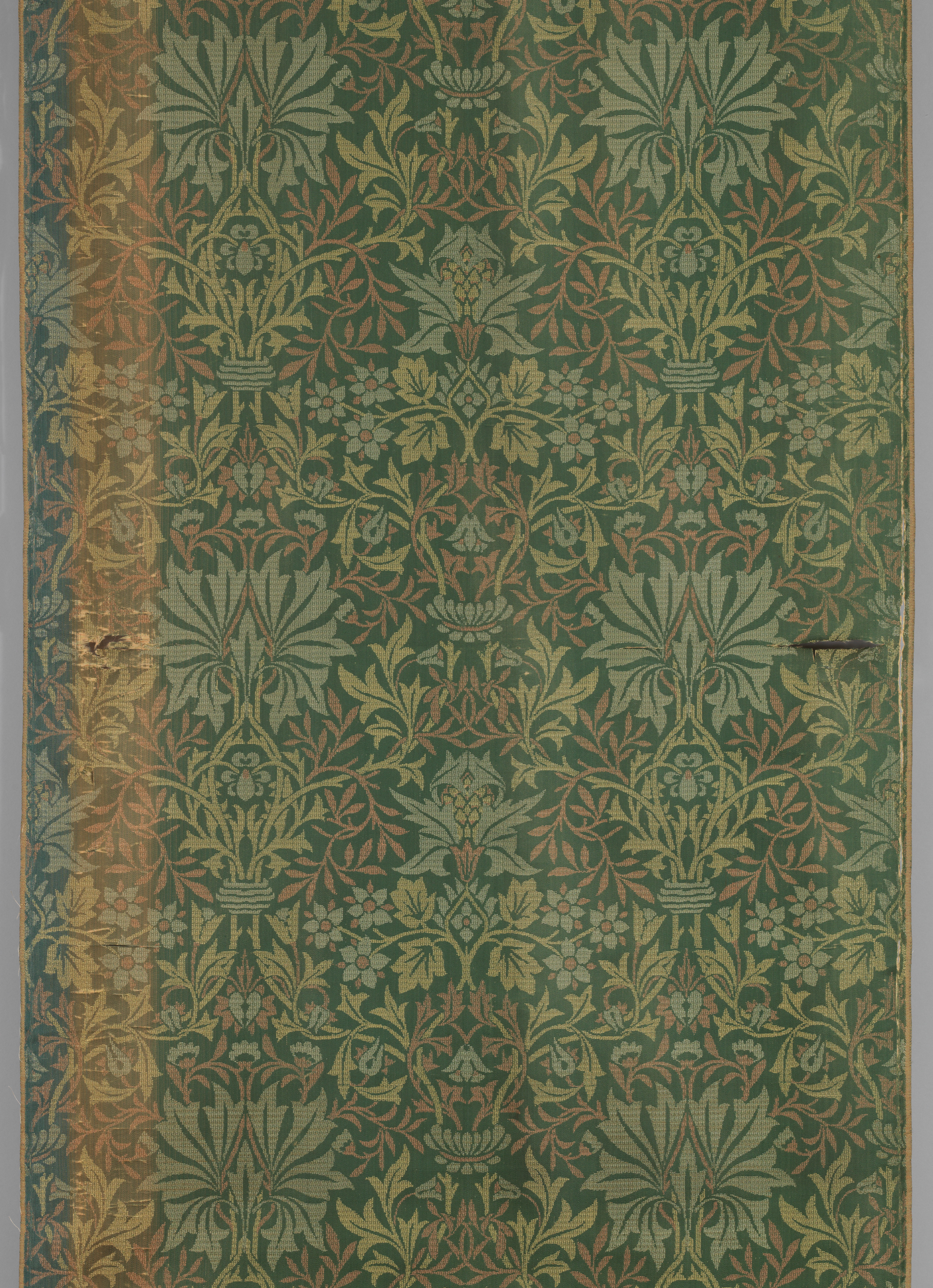Vintage Green Floral Woven Textile