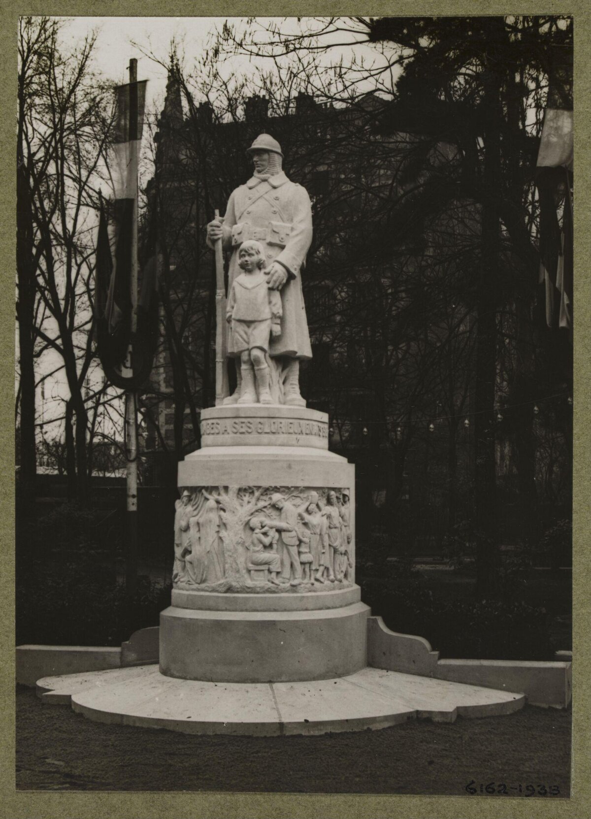 Vintage Photo of War Memorial Statue