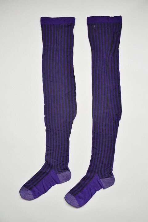 Purple Black Striped Thigh High Socks