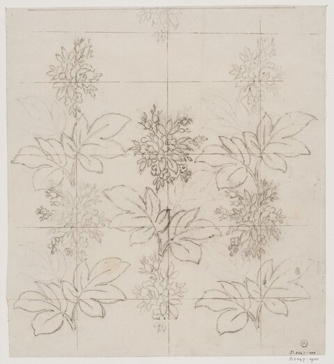 Pencil Sketch of Repeating Floral Pattern