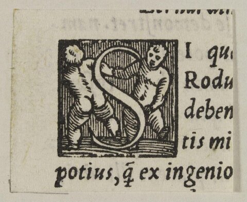 Woodcut Decorated Initial Letter S