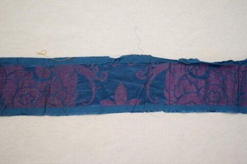 Blue Purple Patterned Textile Fragment