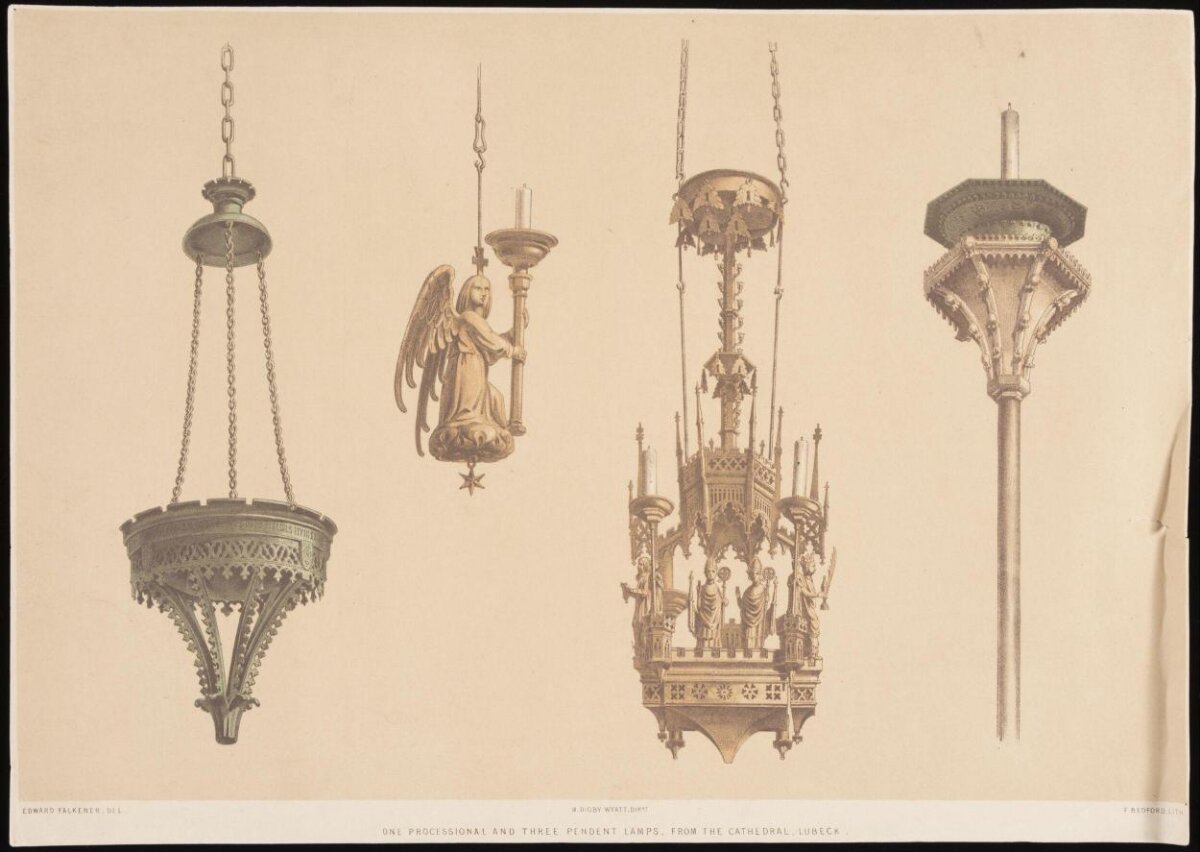 Four Gothic Lamps from Lübeck Cathedral