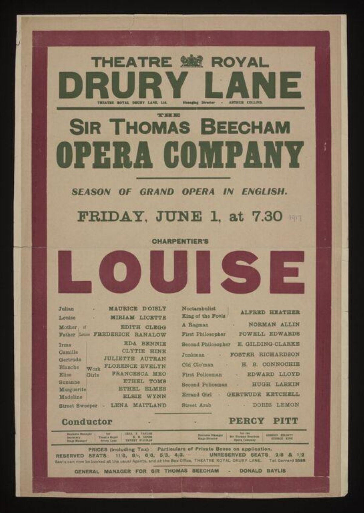 Vintage Louise Opera Poster