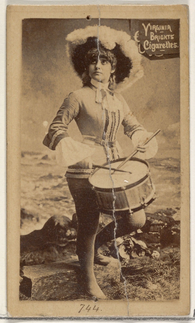 Vintage Cigarette Card of Actress With Drum