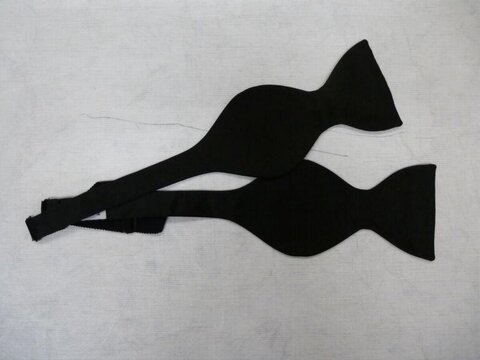 Two Cut Black Bow Tie Fabric Pieces