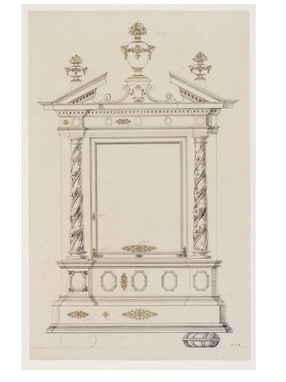 Ornate Cabinet Design Drawing