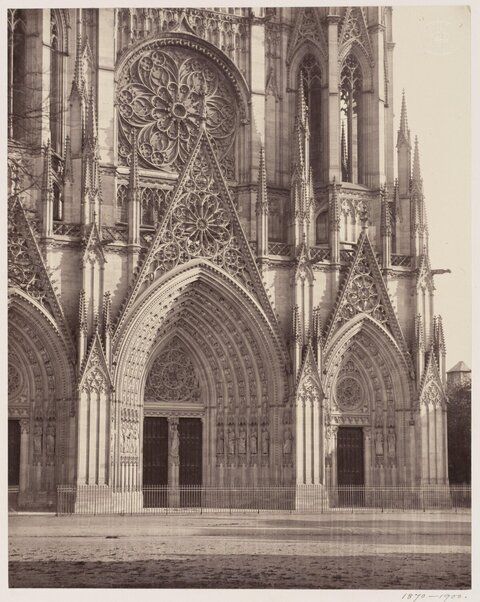 Vintage Photo of Gothic Cathedral Facade