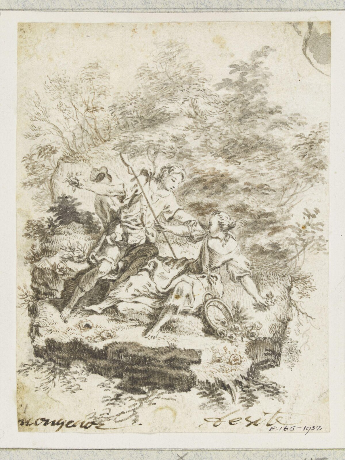 Pastoral Couple in Wooded Landscape
