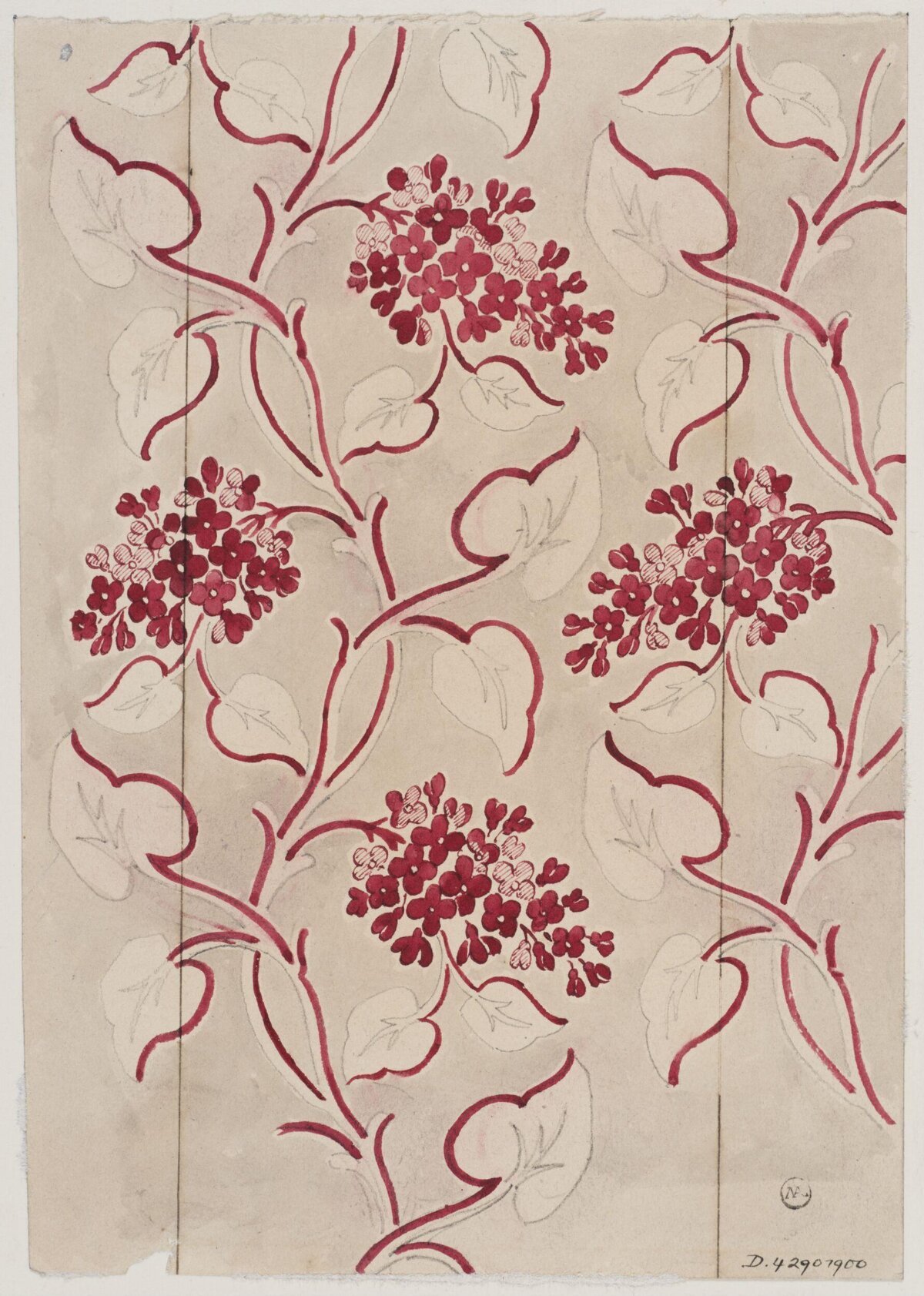 Vintage Red Floral Textile Design