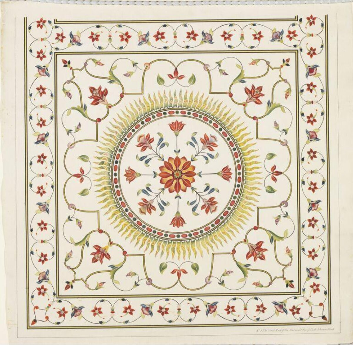 Mughal Symmetrical Floral Decorative Pattern