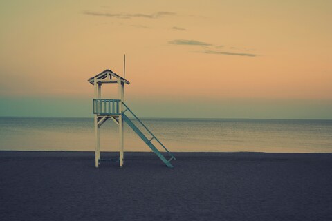 Lifeguard Tower on Empty Beach