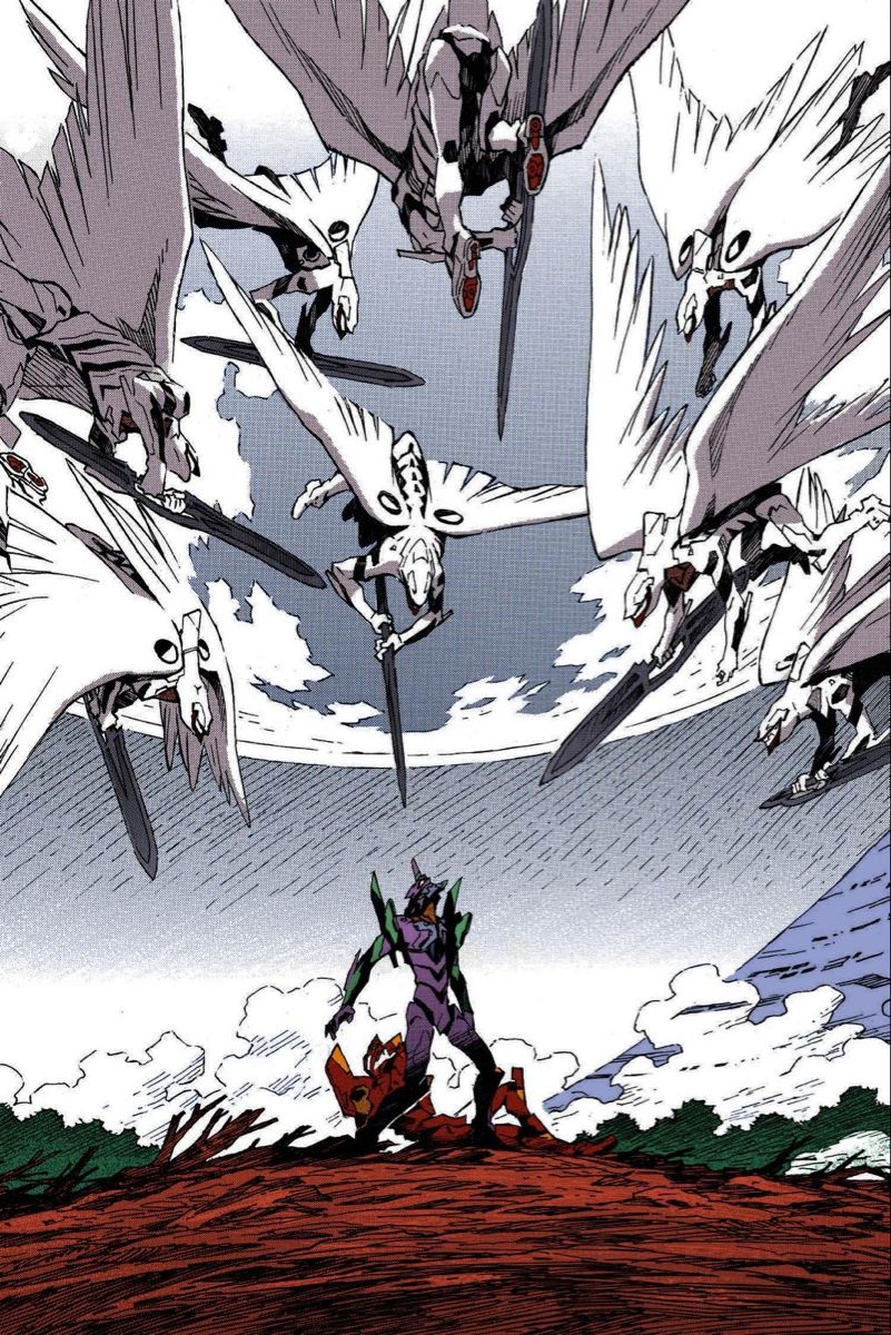 Evangelion Unit 01 Surrounded by Evas