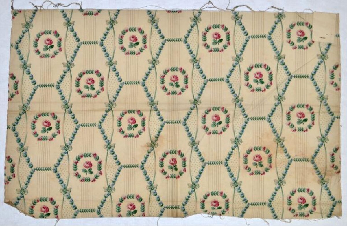 Vintage Rose Patterned Antique Textile