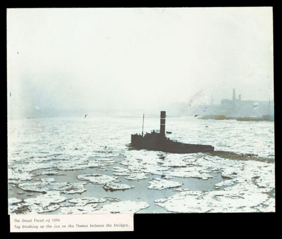 1894 Great Frost Tug Breaking Ice on Thames