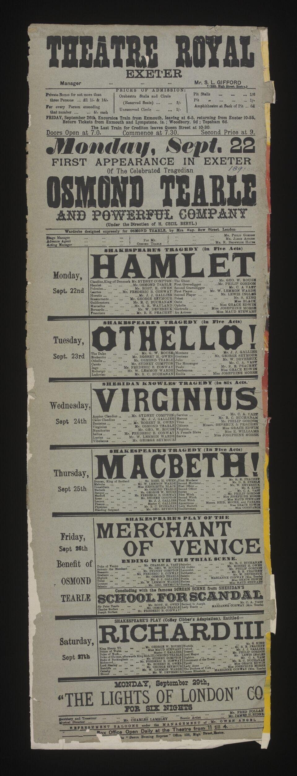 Vintage Theatre Royal Exeter Playbill