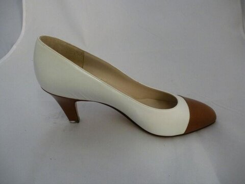 White Brown Two-tone High Heel Shoe