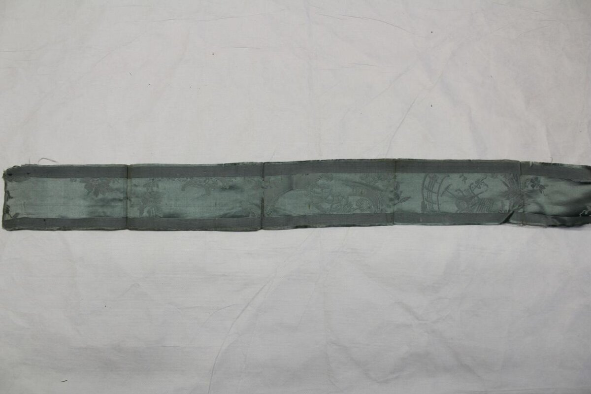 Antique Green Patterned Textile Strip