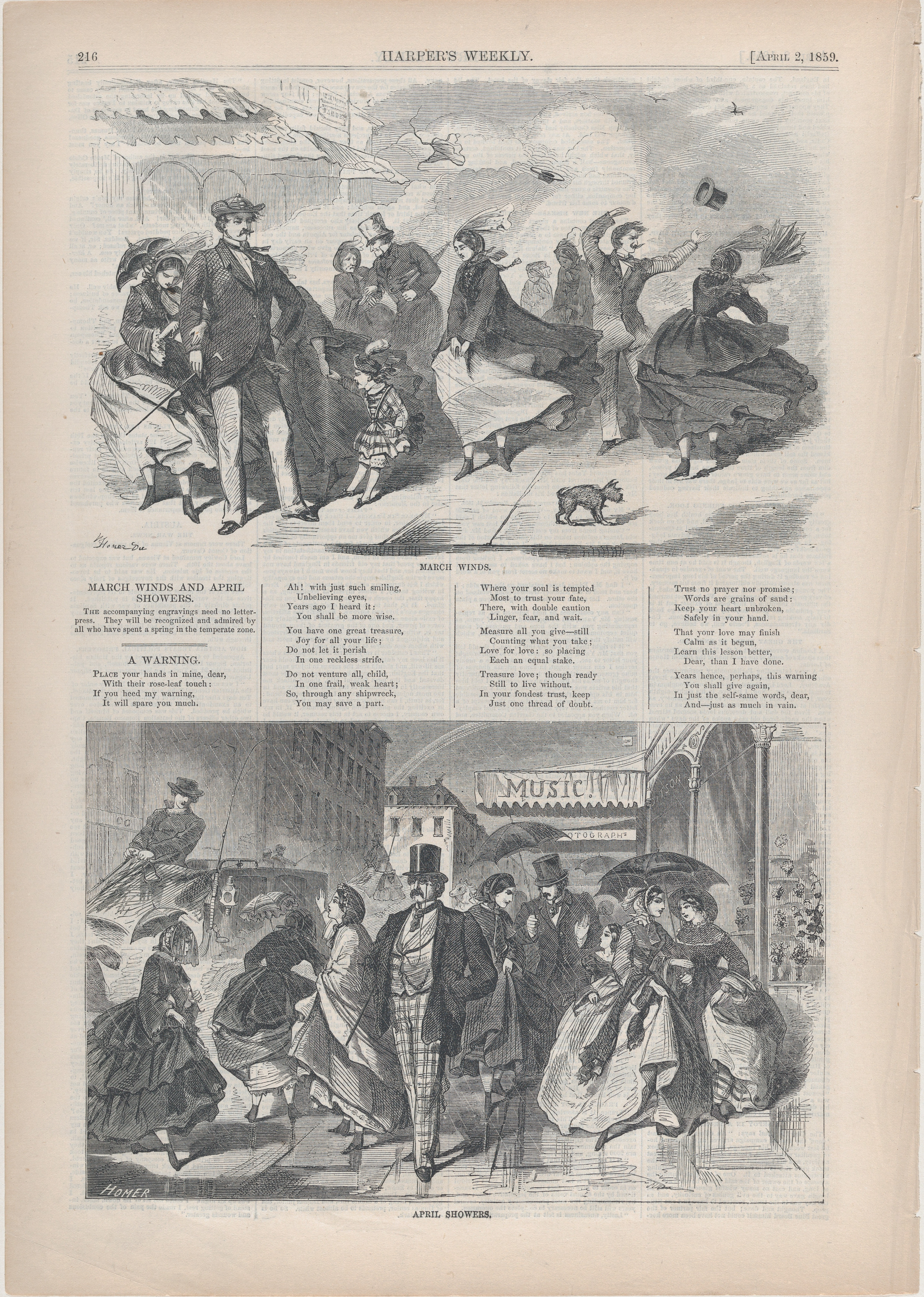 1859 March Winds and April Showers Engravings
