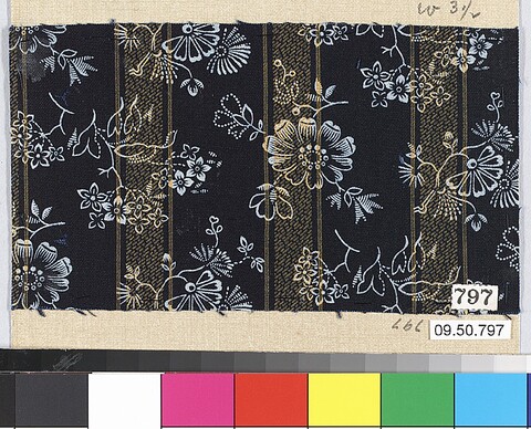 Black Floral Striped Fabric Sample