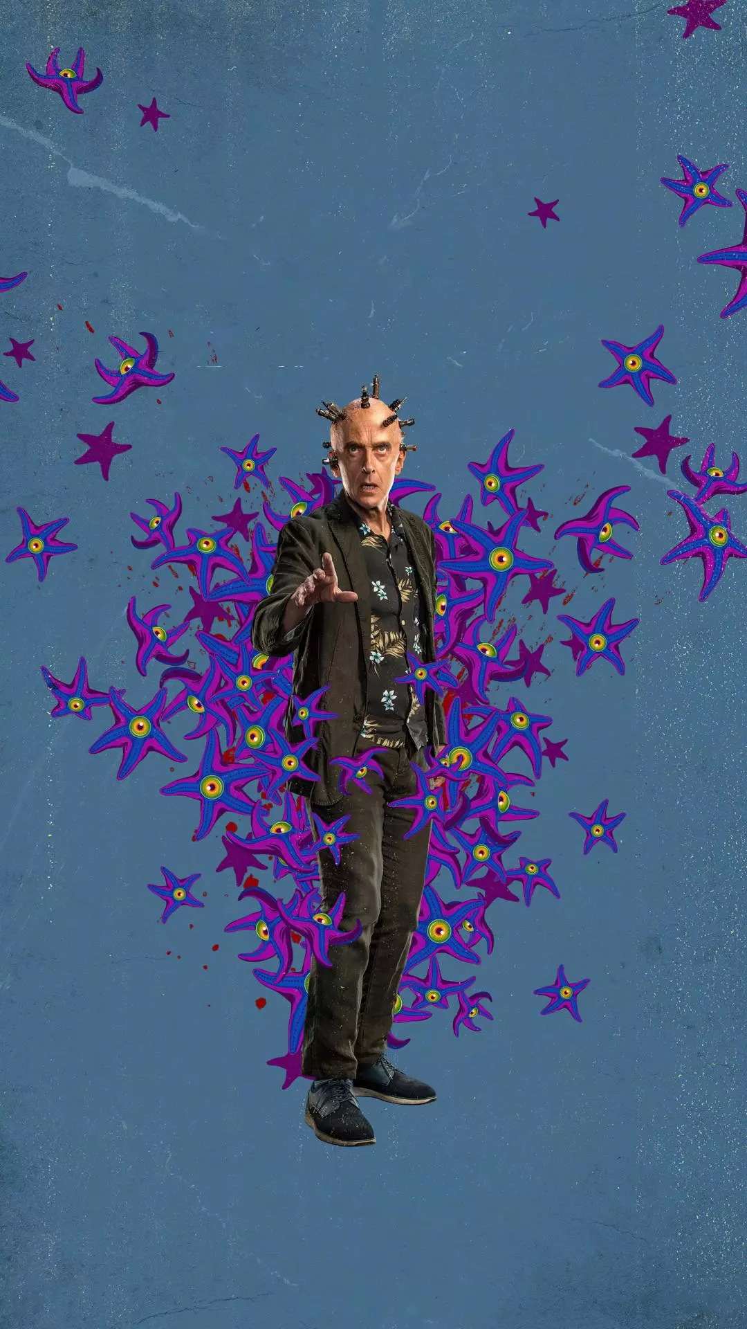 Bald Man Surrounded By Eye Starfish
