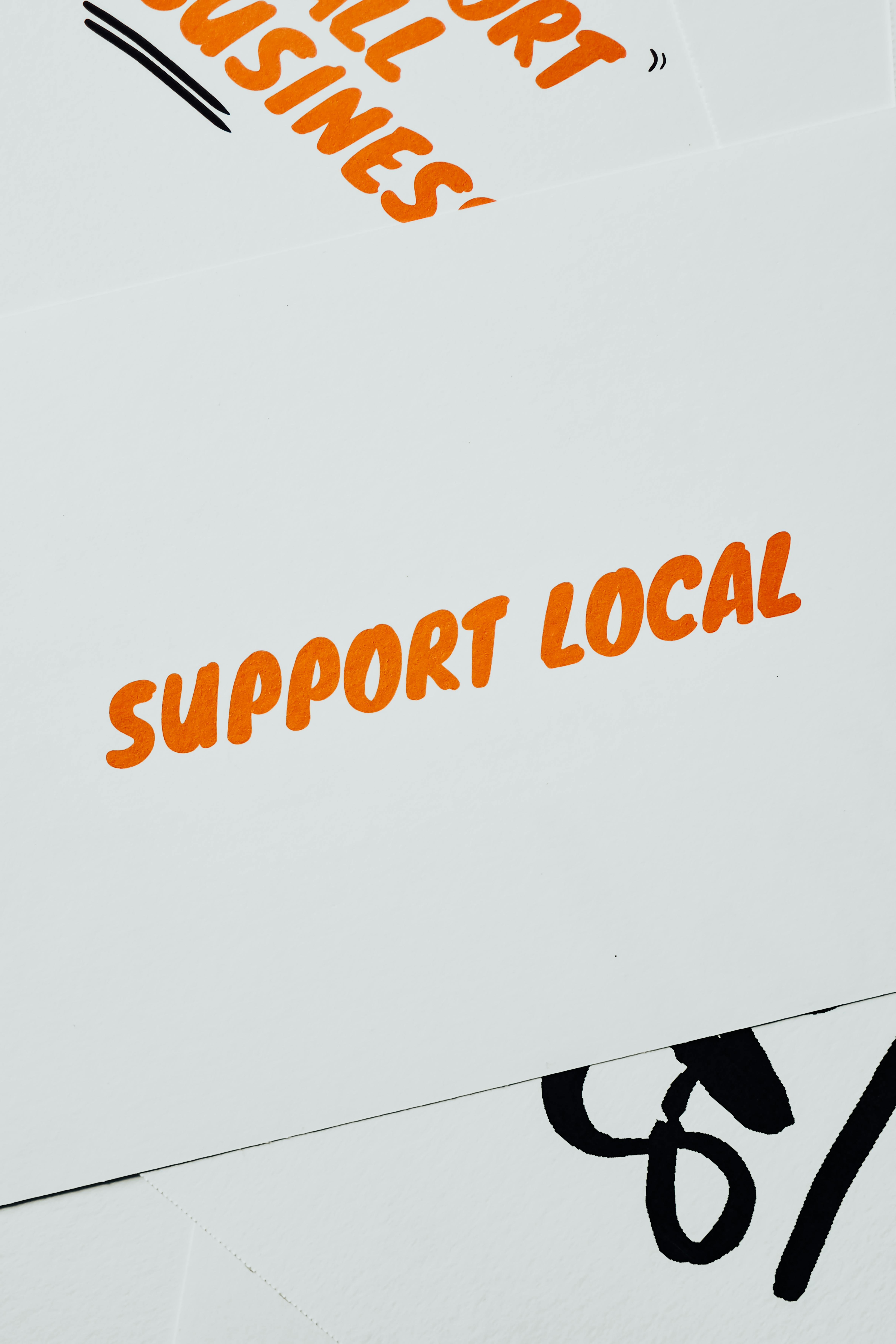 Support Local Text on White Paper