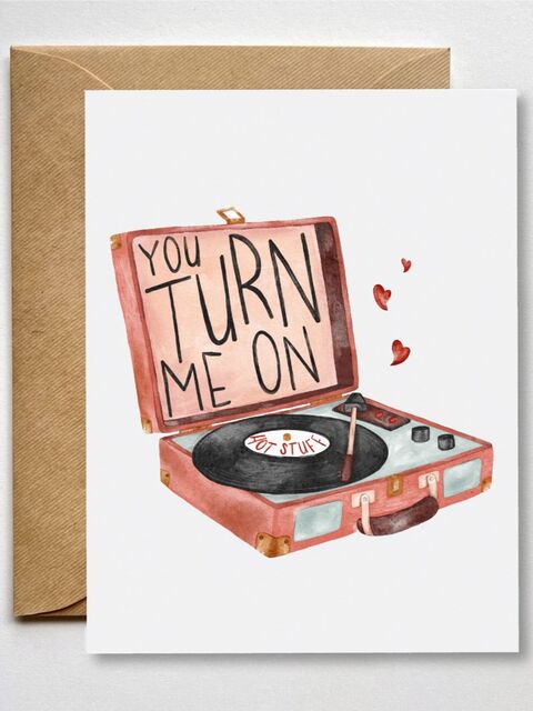 Romantic Record Player Greeting Card