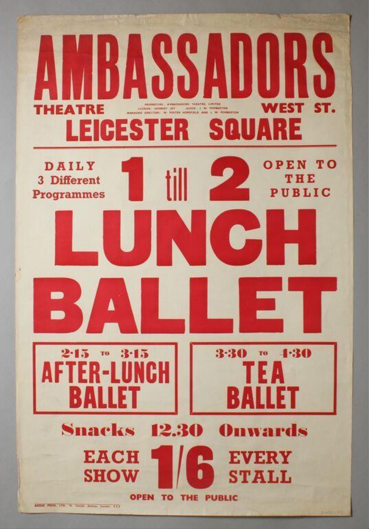 Ambassadors Theatre Lunch Ballet Poster
