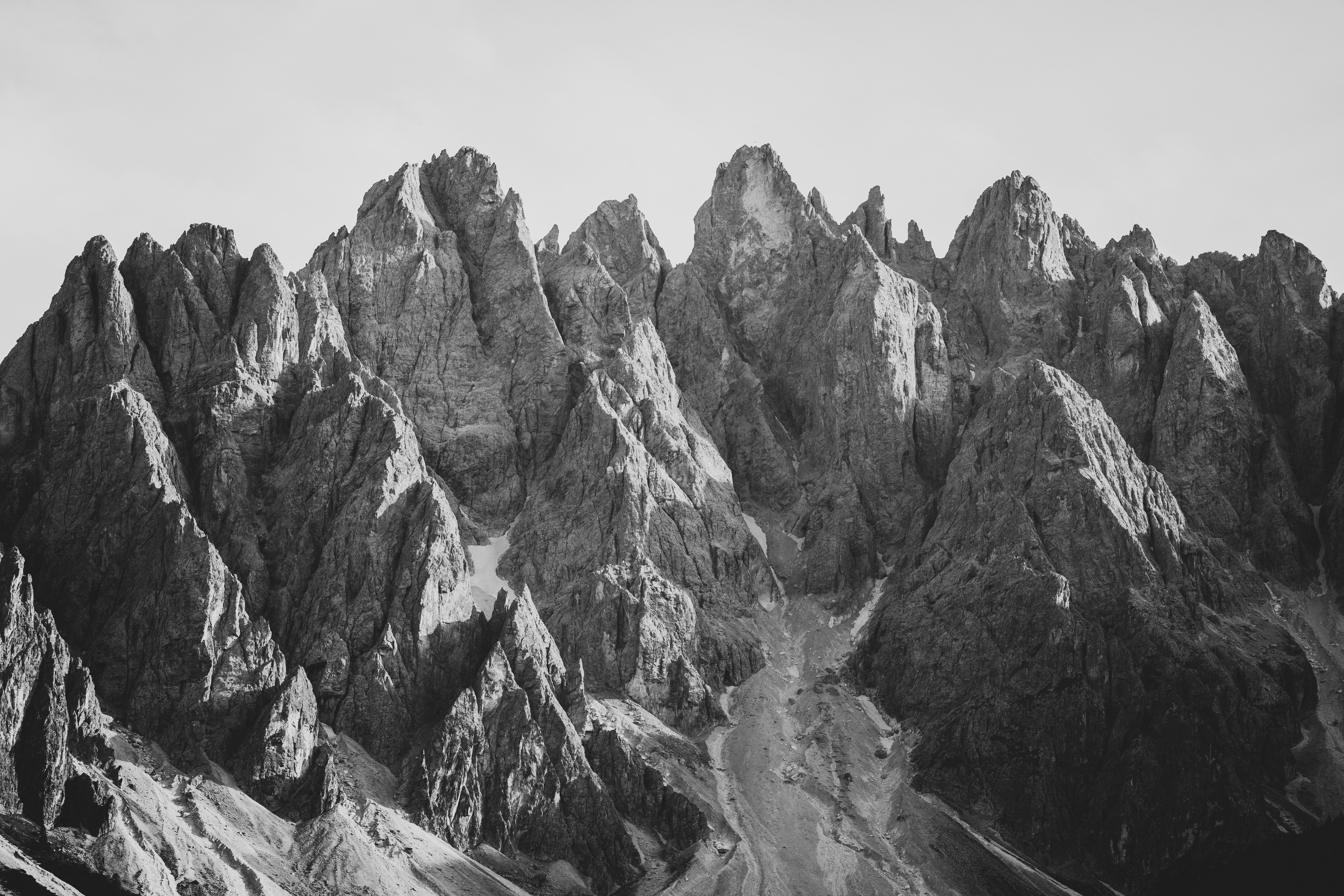 Black and White Jagged Mountain Range