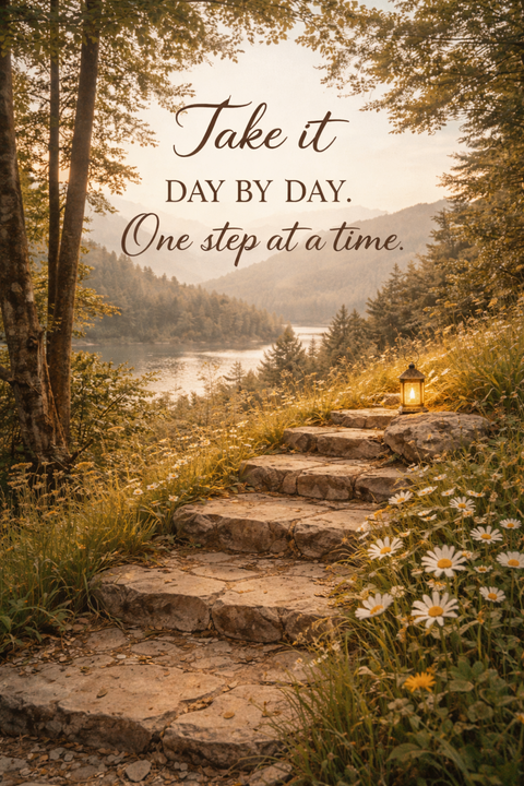 Scenic Stone Steps With Motivational Quote