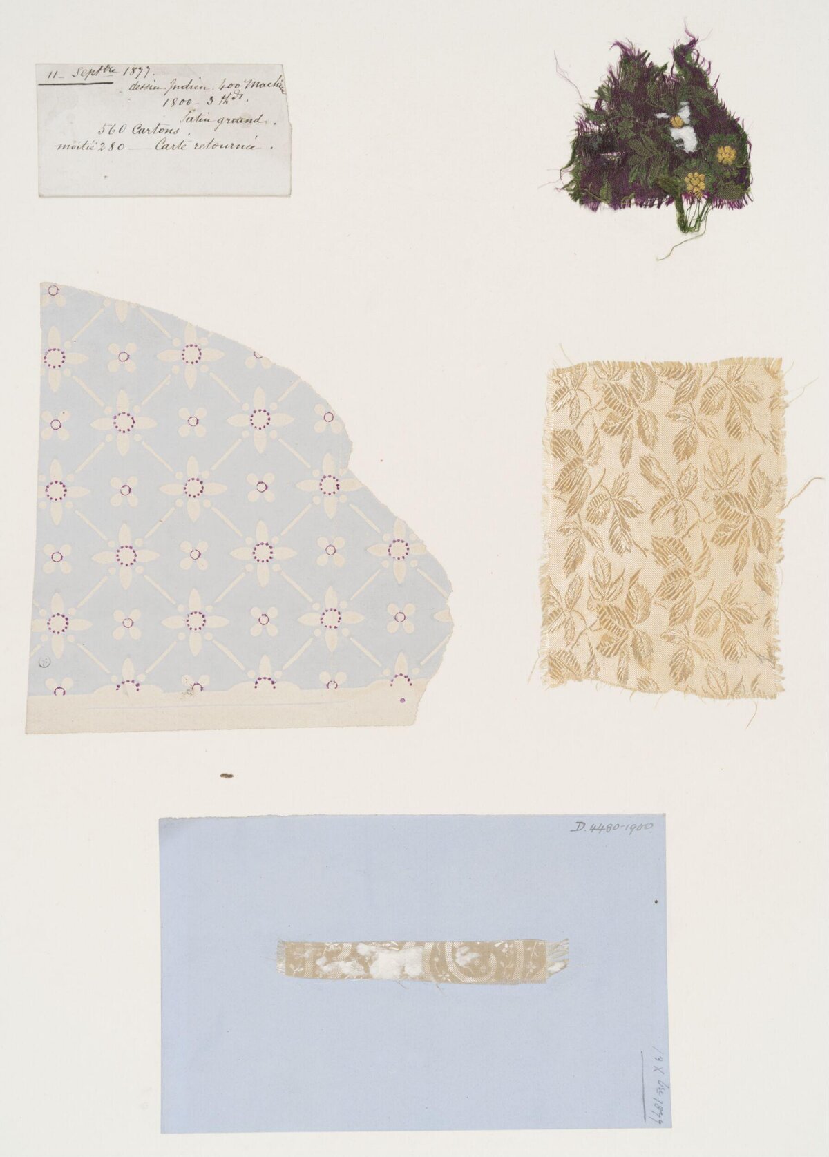 1877 Antique Textile Fabric Swatches