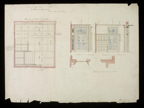 Vintage Architectural Interior Room Drawing