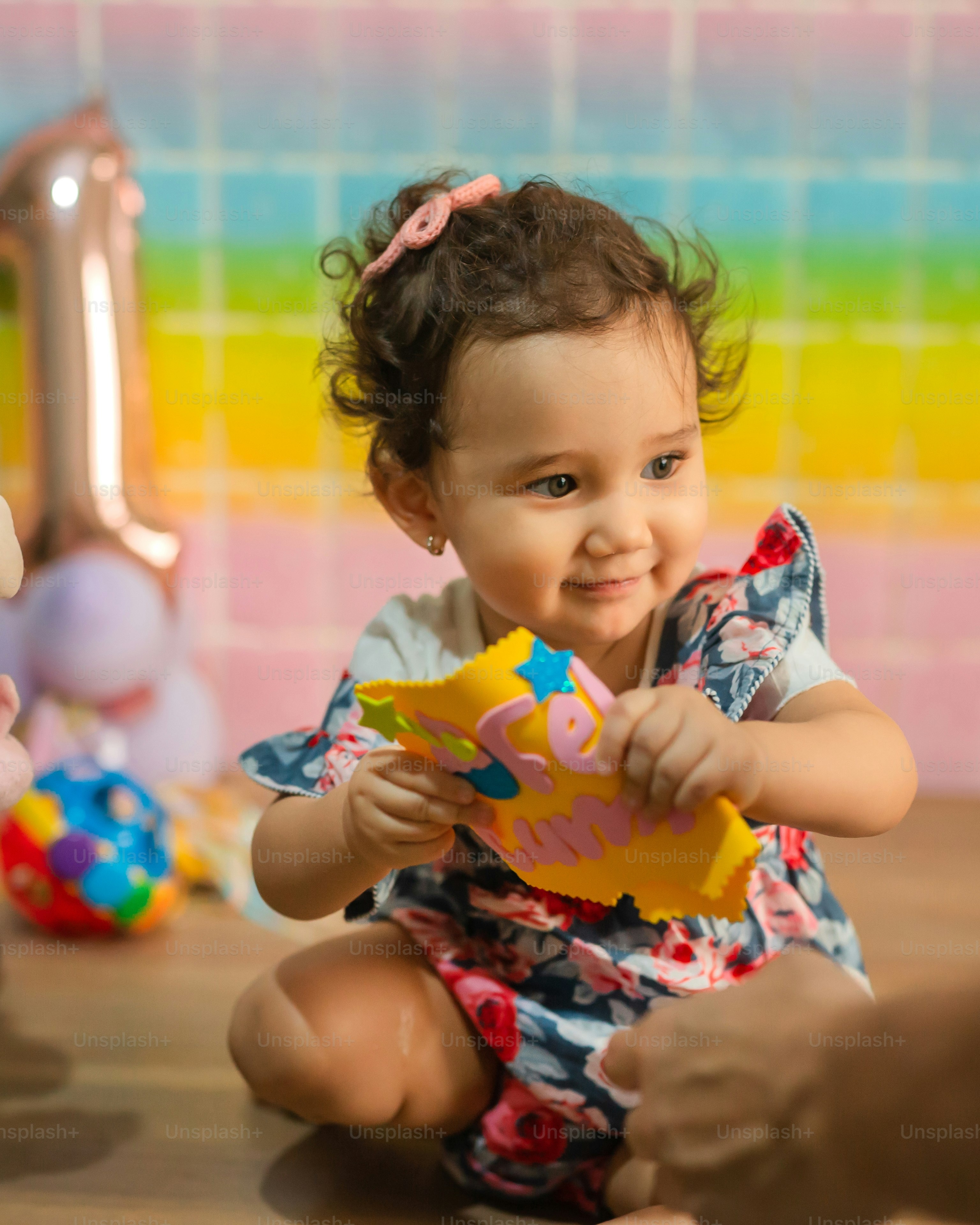Toddler Girl Celebrating First Birthday