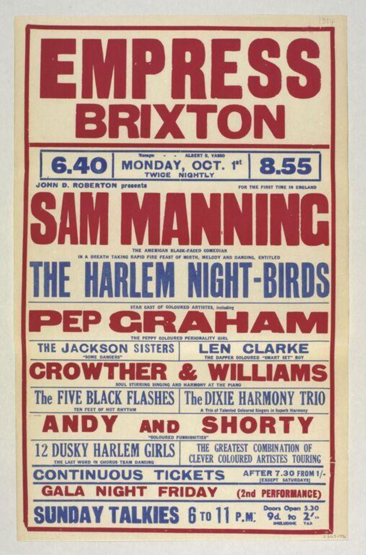 Vintage Empress Brixton Show Poster